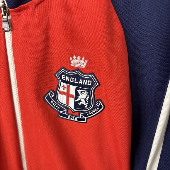 Polo Sport Ralph Lauren England Zip Jacket Men L Blue Red Olympic Dmg - Picture 2 of 9